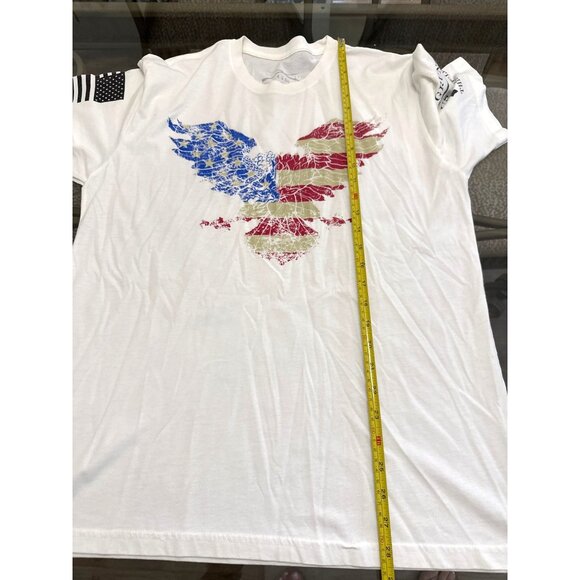 Grunt Style White Patriotic T-Shirt With American Flag Eagle Print Size Large - Picture 6 of 6